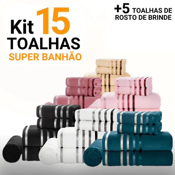 Kit Toalhas Super Banhão de Alta Maciez e Absorção +5 Toalhas de Rosto de BRINDE